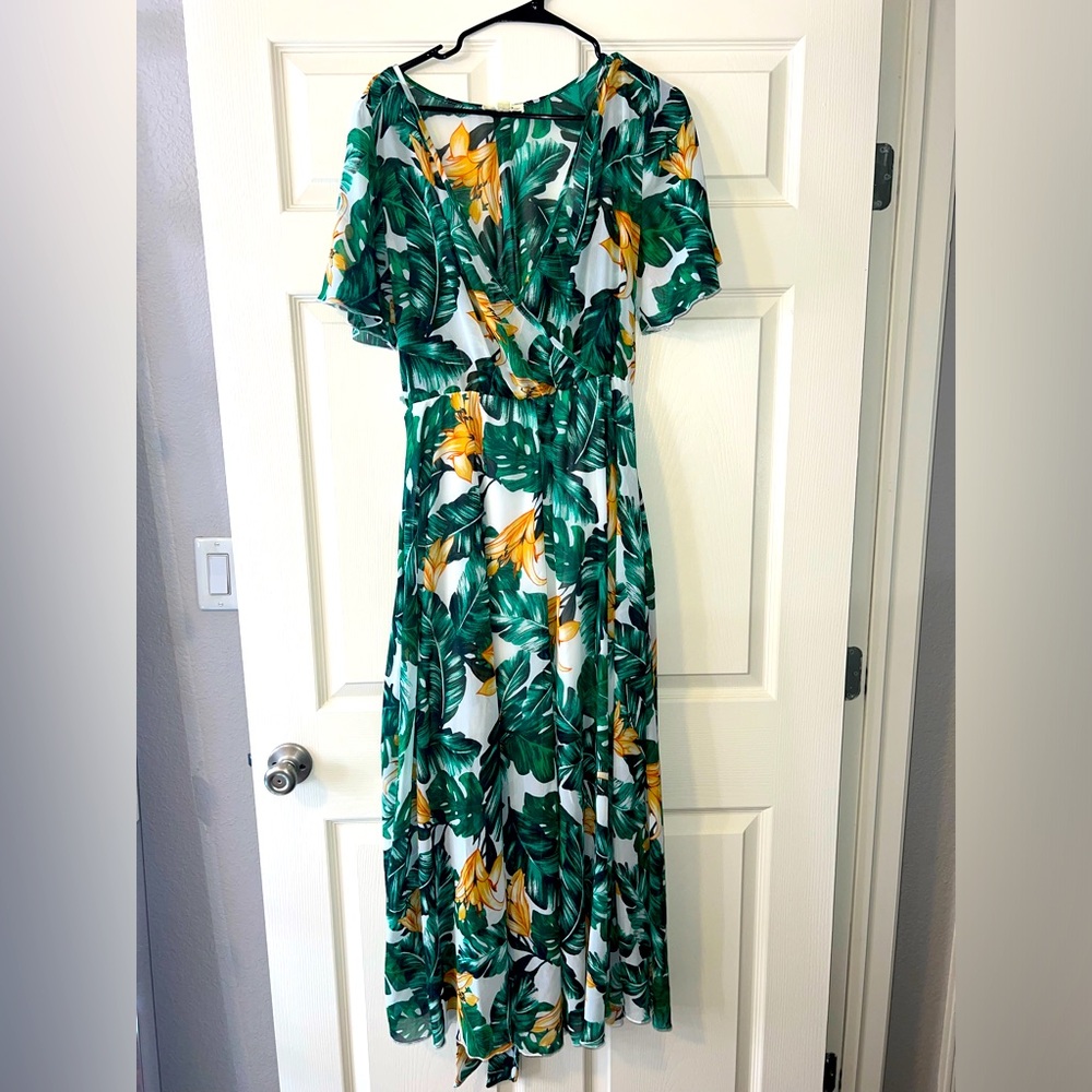 Indigo Rose Tropical Maxi Dress
